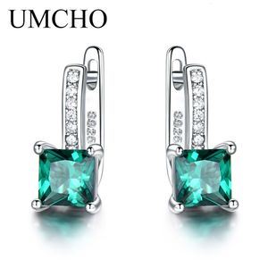 Ear Cuff UMCHO Created Green Emerald Gemstone Clip Earrings For Women Solid 925 Sterling Silver Anniversary Gifts For Women Accessories 230728
