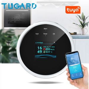 Alarm Accessories TUGARD GS21 Wifi Tuya Gas Sensor System For Home and Kitchen Smartlife Smoke house Temperature Natural Detector 230727