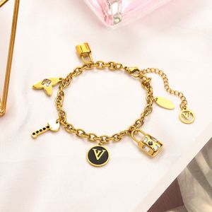 Designer-Charm-Armband, hochwertige Edelstahl-Armbänder, Luxus-Männer und Frauen, Marken-Buchstaben-Armreif, 18 Karat vergoldet, verblasst nie, Modeliebhaber, Schmuck-Accessoires