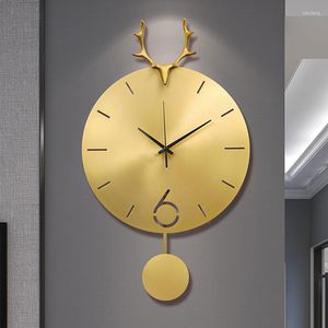 Duvar Saatleri Yaratıcı Büyük Saat Modelleri Oturma Odası Yuvarlak Altın İskandinav Mutfak Metal Duvar Saati Ev Aksesuarları AB50WC