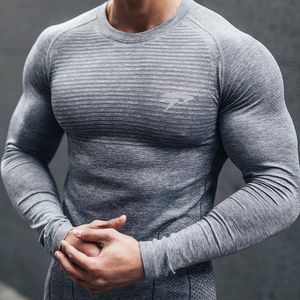 Camiseta Masculina Outono Marca Camisa de Corrida Manga Longa Ginástica Roupa Esportiva Casual Secagem Rápida Cor Sólida Camiseta de Ginástica 230727