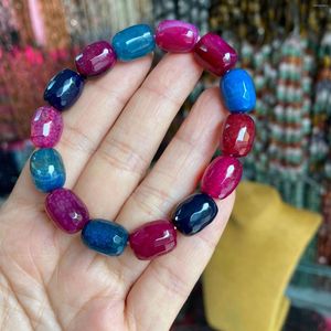 Charm Bracelets Natural Stone 10 14MM Tourmaline Agate Faceted Bead For Women Men Reiki Healing Strand Bangles Friend Gift