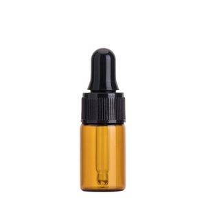 Förpackningsflaskor Amber Mini Glass Bottle 1 Ml Ambers provflaska Liten eterisk olja med glasögon Eye Droper Drop Delivery Office Schoo Otqep