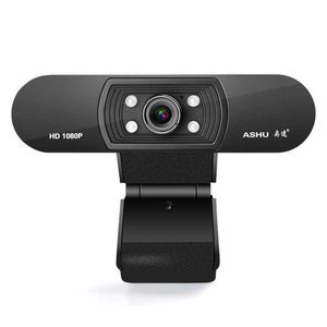 Webbkameror Webcam 1080p Camera LED Light Vision Auto Focus Digital Microphone With Base