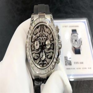 Custom Watch diameter 40mm 4130 movement pack 18k white gold rose South Africa true drill ring mouth Mosan Drill Natural rubber wa252d