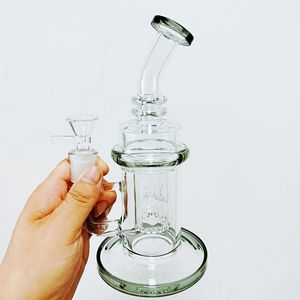 Cachimbo de água de vidro estilo exclusivo preto cinza de 8 polegadas com conector feminino de 14 mm para fumar tigela seca