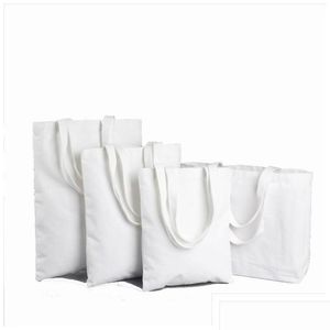 Bolsas em branco para sublimação por atacado sacolas de poliéster em branco lona reutilizável mercearia 12 onças para artesanato e decoração faça você mesmo Drop Dhniy Dhcwp