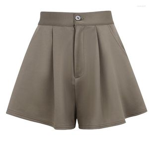 Shorts femininos casuais soltos cintura alta primavera elegante escritório senhoras roupas inferiores femininas calças vintage cor sólida calças básicas