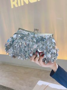 Evening Bags Sequin Clutch for Women Bag Prom Shiny Small Purse Fashion Handbag Banquet Shoulder Cocktail Party Silver 230727