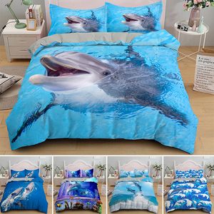 Set di biancheria da letto 3D Dolphin In Blue Sea Queen King Size Set Animal Trapunta singola Copripiumino Set Bambini Biancheria da letto per adulti Biancheria da letto 230727