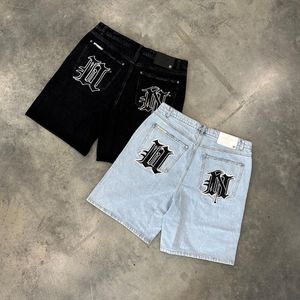 Erkek şort yaz moda gündelik jean punk rock spor salonu kargo erkekler harajuku y2k baggy hip hop denim vintage pantolon plaj 230728