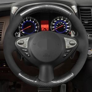 Car Steering Wheel Cover Black Carbon Fiber Suede For Infiniti FX FX35 FX37 FX50 QX70 Nissan Juke Maxima 370Z Sentra SV291v