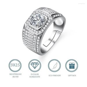 Cluster-Ringe, luxuriös, klassisch, geschäftlich, Herren-Moissanit-Ring, 925er Sterlingsilber, edler Schmuck, Verlobung, Hochzeit, Hippop-Stil, GRA-zertifiziert