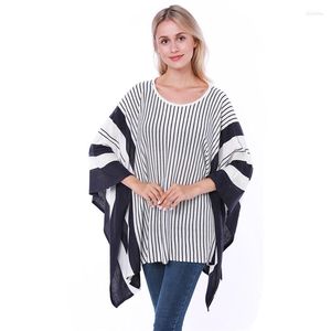 Women's Sweaters Summer Autumn Style Woman Fashion Poncho Bouncy Sweater Plus Size Loose Pullover Women Shawl Stripe For Lady Coat