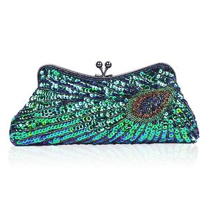 Evening Bags Vintage Luxury Womens Bag Handmade Beaded Bling Sequin Peacock Ladies Day Clutches Wedding Party Prom Handbags Purses 230727