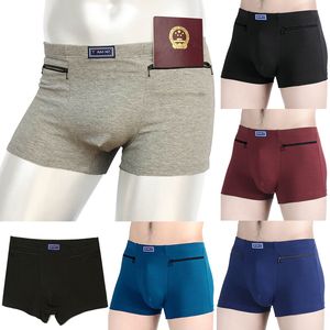 UNDUPTS MEN PATTON BOXER PANTIES iç çamaşırı antitefeft fermuarları cepler gündelik katı erkek boksörler şort 230727