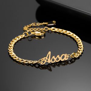 Cuff Personalized Name Bracelet 18K Gold Plated Stainless Steel Crimp Chain Customized Bracelet and Bracelet Handmade Men's Jewelry 230727