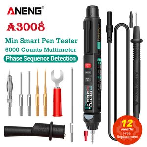 Multimetrar ANENG A3008 Digital Multimeter Auto Intelligent Sensor Pen Tester 6000 räknar non -contact spänningsmätare Multimetre Polimetro 230728