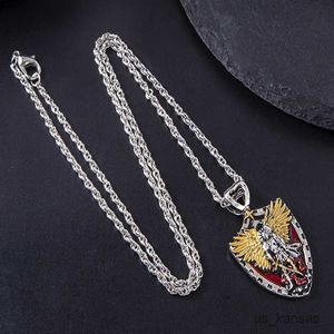 Pendant Necklaces Warrior Guardian Holy Angel Saint Pendant Necklace Men Knight Shield Necklace For Men Jewelry Gift Hero R230728