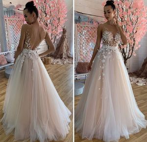 Sexy Illusion Tulle Lace Appliques Wedding Dress 2023 Sweep A line Sweetheart Off the Shoulder Boho Bridal Gowns Backless Vestidos De Noiva