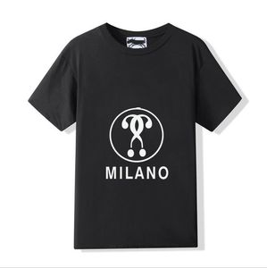 Designer moschino de luxo camiseta marca t camisa roupas spray carta manga curta primavera verão maré homens e mulheres tee