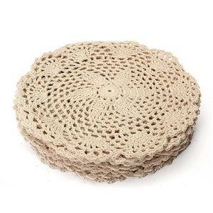 12Pcs Vintage Cotton Mat Round Hand Crocheted Lace Doilies Flower Coasters Lot Household Table Decorative Crafts Accessories T2005226G
