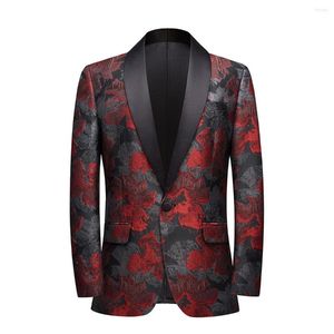 Men's Suits Mens Floral Jacquard Suit Jacket British Style Fashion Casual Blazer Wedding Evening Dress Coat For Men