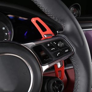 Aluminiumlegering Röd ratt Skiftpaddlar paljetter Trimremsor för Porsche Panamera Cayenne Macan Car Styling Modified254J