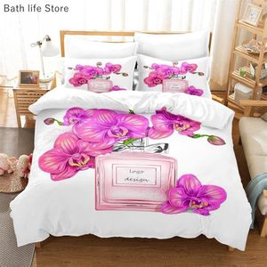 Bedding sets Custom Perfume Flower Set Luxury Double Duvet Quilt Cover 220x240 Comforter Pillow Case For Girls Woman Gift Bedclothes 230727