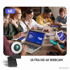 Webcams Webcam 1080P 2K 4K Completo com Ring Light Laptop PC Computador Transmissão ao Vivo Câmera Vídeo Web Camera Microfone Web R230728