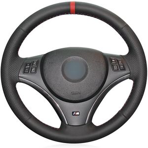 Coprivolante per auto in vera pelle nera personalizzata fai-da-te per BMW Serie 1 E81 E82 E87 E88 2008-2012 Serie 3 E90262q