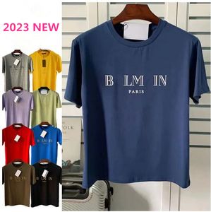 2023 Estilista de Moda Masculino Balmian T Shirt Letter Printed Shirts For Men Moda Manga Curta Preto Vermelho Marca Top Tees Tamanho Asiático XS-2XL