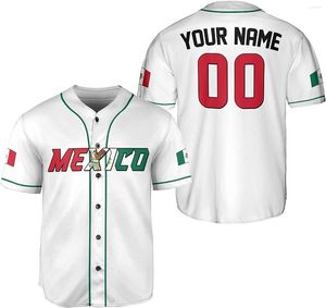 Men's Casual Shirts 2023 Mexico Baseball Jersey 3D Print Mesh Custom Name Shirt Street Oversize Apparel Short Sleeve Sportswear