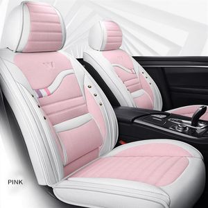 Universal Car Accessories Seat Covers For Sedan Fashion Design Full Set Leather Adjuatable Five Seats Cover Cushion Mat Pink For W236q