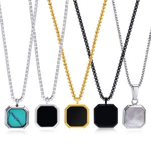 For Gifts Stainless Steel Drop Glue Square Pendant Men's Women Hoodie Fold Wear Necklace Long Sweater Chains 3mm 24inch n892