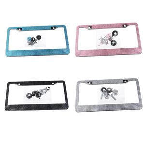 License Plate Frame License Tag Cover Holder Stainless Steel Auto Car Styling Glitter Crystal Rhinestone Truck Vehicle 31cmx16cm276J