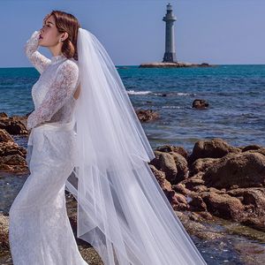 Gioielli per capelli da sposa Schleier Disponibile Bordo tagliato Cattedrale Velo da sposa Velos De Novia Largos Bianco Avorio Arrivo da sposa Veli a uno strato 230727