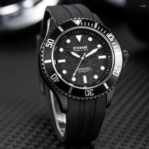 Wristwatches RONMAR 2023 Quartz Watch For Men Clock Trendy Screw-in Black Wristwatch Luminous Waterproof Fashion Watches Relojes Dark