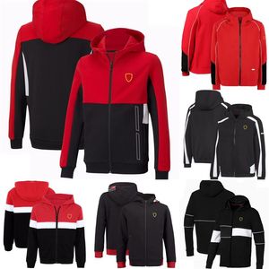 Drużyna F1 Zip Up z kapturem Formuła 1 Fani logo Fani swobodne bluzy jesienna zima męska moda w cieple wyścigowe kurtki motocyklowe 229L