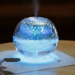 1pc 500ml Mini Humidifier Crystal Projection Humidifier Bedroom USB Mini Humidifier Rechargeable Air Humidifier Projection Ambient Light Aesthetic Room Decor