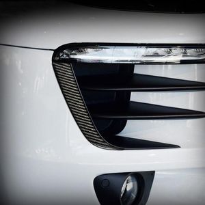 Acessórios para porsche macan 2014-2020 fibra de carbono dianteiro farol sobrancelha guarnição tiras exterior modificado adesivos estilo do carro1806