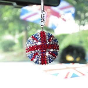 Bling Car Rear View Mirror Pendant Crystal Ball Rhinestone Hanging Ornament For Mini Cooper Car Charm Decoration Accessories345l
