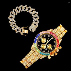 Armbanduhren Männer Iced Out Uhren Luxus Voller Diamant Gold Edelstahl Quarzuhr Männliche Uhr Geschenk Relogio Masculino