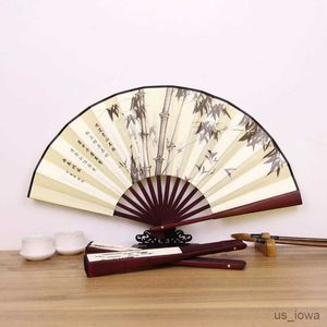 Chinese Style Products Retro Folding Fan Chinese Style Decorative Men Pocket Bamboo Handle Hand Held Fan Party Favors Home Decoration Crafts R230728