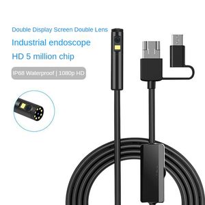 Plumb Fittings AN100 Endoscope For Car Camera Dual Lens IP68 3IN1 Waterproof Inspection Endoscope 9 LED Lights Soft Rigid Wire For Smartphone 230728