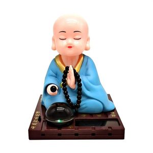 Interior Decorations Solar Shake Head Little Monk Bring Good Fortune Car Decoration Crafts Gift Lovely Sculptures Cute Monks Buddh259Q