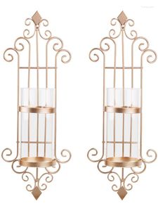 Candle Holders 2 Pcs Amazon List Gold Wall Hanging Iron Holder Glass European Decoration