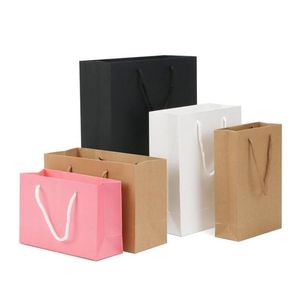 Packing Bags Paper Shop Bag Recyclable Store Packaging Clothes Gifts Cardboard Wrap Pouch With Handle 4 Colors Drop Delivery Office Sc Otymp