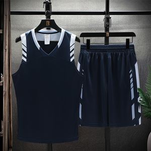 Agasalhos masculinos 2023 Conjunto esportivo Camisa de basquete de secagem rápida Regata lisa sem mangas Shorts esportivos para jovens estudantes 230727