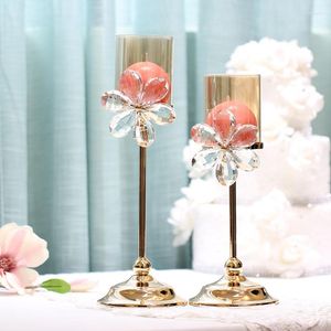 Ljushållare Europa Crystal Glass Wedding Table Centerpieces Candlestick Christmas Candelabra Home Decoration Accessories